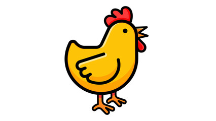 Yellow Cartoon Chicken Illustration with Red Comb.