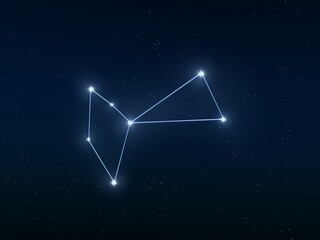 Phoenix constellation in the starry sky isolated. Bright stars connected by lines. Astrological image.