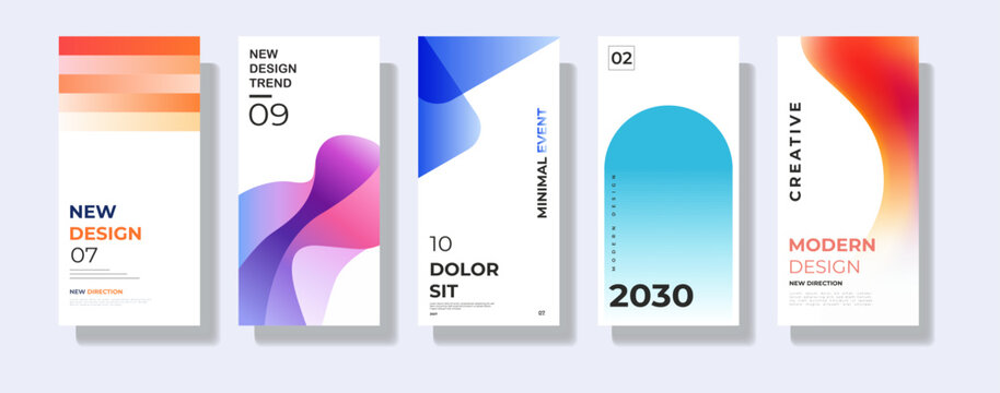Modern abstract gradient poster design set with minimal creative layouts and soft color shapes for branding, presentation, flyer, editorial and digital design use