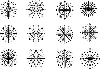 Obraz premium Set of vector snowflakes winter decoration pattern design icons