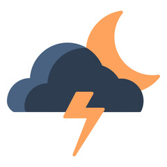 Thunder night vector icon. Weather icon flat style. perfect use for logo, presentation, website, and more. modern icon design color style 