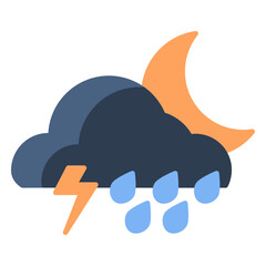 Night thunderstorm clouds vector icon. Weather icon flat style. perfect use for logo, presentation, website, and more. modern icon design color style 