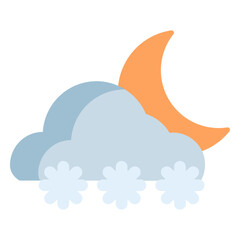 Snow at night vector icon. Weather icon flat style. perfect use for logo, presentation, website, and more. modern icon design color style 