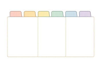 Pastel colorful file folders tab organizing document layout