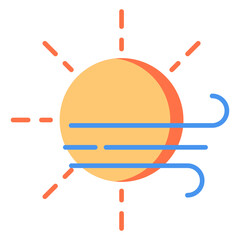 Sun And wind vector icon. Weather icon flat style. perfect use for logo, presentation, website, and more. modern icon design color style 