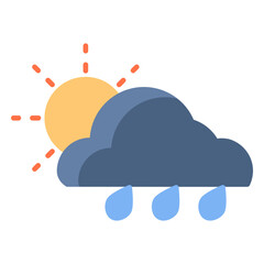 Sun cloud and rain vector icon. Weather icon flat style. perfect use for logo, presentation, website, and more. modern icon design color style 