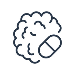Brain and Pill Icon Representing Mental Health Treatment