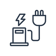 EV Charging Station Icon with Plug and Lightning Bolt