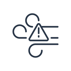 Wind Warning Icon. Strong Gale Hazard Outline Symbol