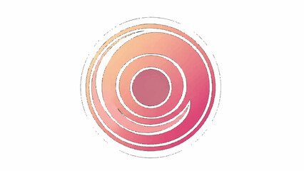Abstract circular graphic with gradient hues of pink and orange, suggesting a stylized lotus flower or ripple effect