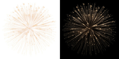 Warm golden firework burst with soft pink glow isolated on transparent background