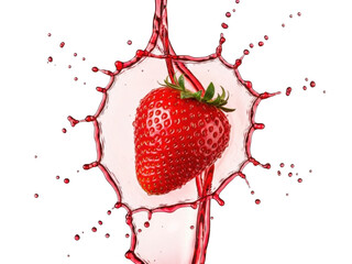 Strawberry splash isolated on transparent background