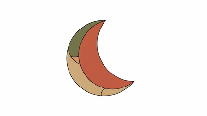 Crescent Moon Shape with Earth Tones - Abstract Geometric Graphic Design Element