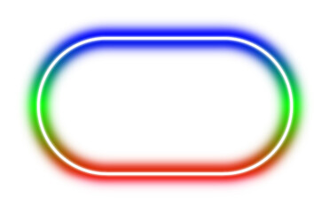 Vibrant rgb neon glow forming an elongated oval shape against a stark black backdrop