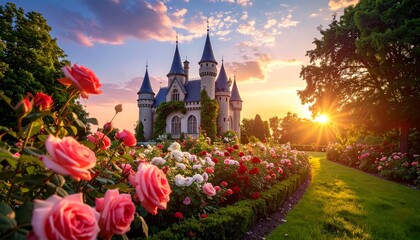 Schloss mit Rosengarten