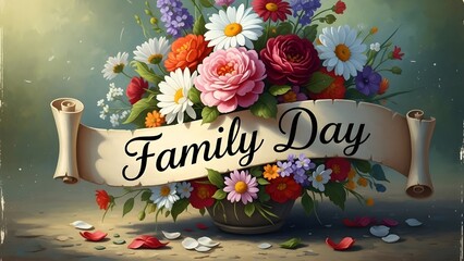 Vibrant floral arrangement celebrating family day with colorful blooms
