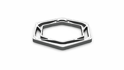 Abstract Geometric Hexagonal Shape Outline Isolated on White Background, Futuristic Design Element