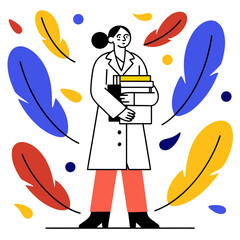 A woman with a brush and paint hand book