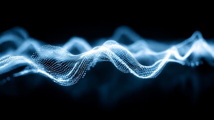 Abstract Visualization of Glowing Blue Data Streams in Digital Flow