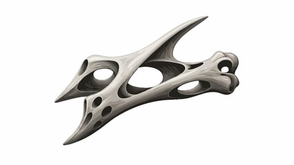 Obraz premium Artistic rendering of a prehistoric dinosaur skull fossil with intricate bone structure and unique horns