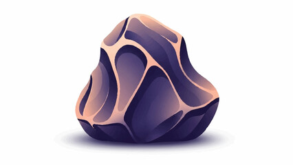 A uniquely textured, dark purple abstract geometric stone with soft, flowing curves against a white background
