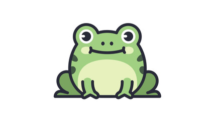 Fototapeta premium Cute Happy Green Frog Sitting Peacefully on Isolated White Background