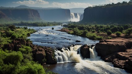 Blue Nile Falls Ethiopia World Waterfalls Iconic River Waterfall Showcasing Powerful Flow, Deep Gorges, And Dramatic Ethiopian Plateau Landscape