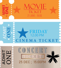 Vintage Raffle Ticket Template with Perforated Edges Isolated on White