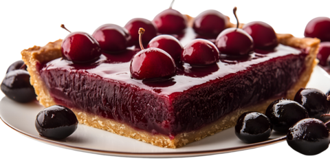 Slice of fruit tart with dark berries