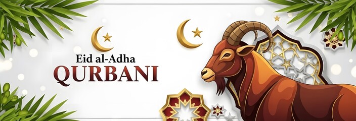 Eid al-Adha Qurbani Banner Template Design with Goat Illustration