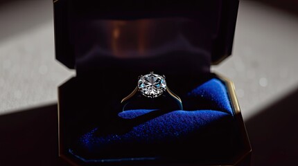 Sparkling Diamond Engagement Ring in Luxury Velvet Box