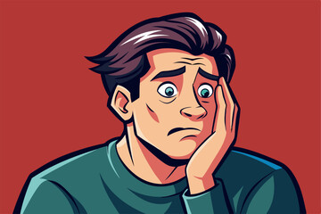 Comic-style vector of a man facepalming. Ideal for humor, reaction concepts, and expressive visuals.