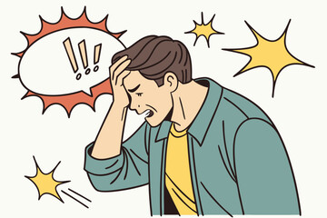 Vector illustration of a man doing a facepalm gesture. Perfect for expressing frustration, disbelief, or disappointment in comics and designs.