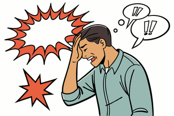 Man facepalm gesture in a clean vector illustration. Suitable for emotive designs, memes, and reaction-themed projects.