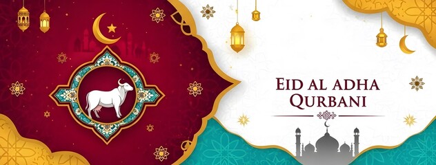 Eid Al Adha Qurbani Banner Template Design with Cow