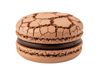 Chocolate macaron isolated on transparent background