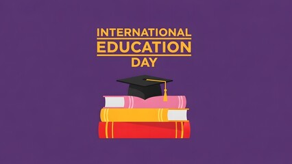 International education day awareness campaign logo with graduation cap