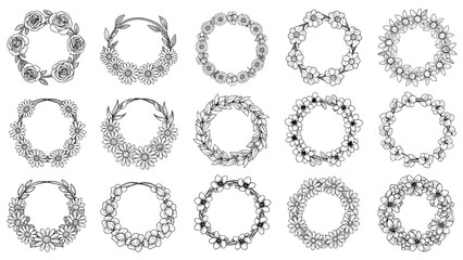 Obraz premium Elegant Flower Wreaths Set for Creative Designs and Decorations Floral Frames
