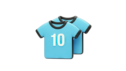 Two Blue Football Jerseys with Number 10 on White