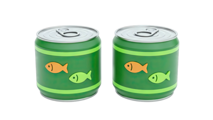 Two Cans of Cat Food with Fish Decorations