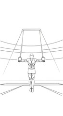 Fototapeta premium Person Workout Training Pulley System Line Art Fitness Exercise Illustration Diagram.jpg