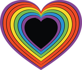 Obraz premium Concentric Rainbow Heart with Black Core – Symbol of Love, Unity, and LGBTQ+ Pride