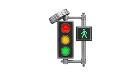 Traffic Light with Pedestrian Signal on White Background