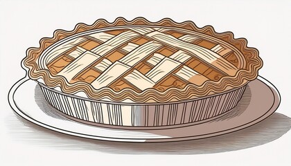 delicious lattice top pie artfully drawn with single continuous line for modern culinary projects