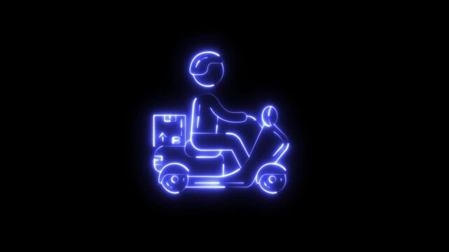 glowing delivery scooter icon bike courier delivery express fast futuristic glowing icon logistics mobility motorcycle.