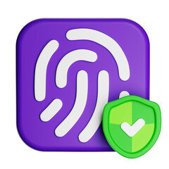 Fingerprint icon with shield showing protected security
