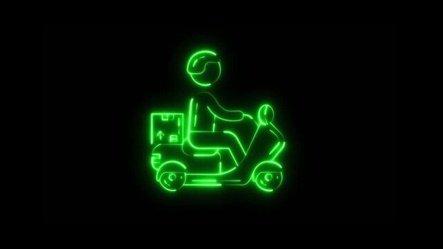 glowing delivery scooter icon bike courier delivery express fast futuristic glowing icon logistics mobility motorcycle.