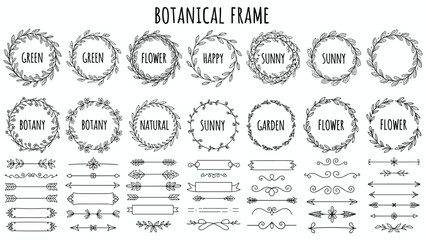 Botanical frame, floral wreath, nature border, decorative circle, vintage ornament, leaf motif, garden design, elegant flourish, botanical emblem, 