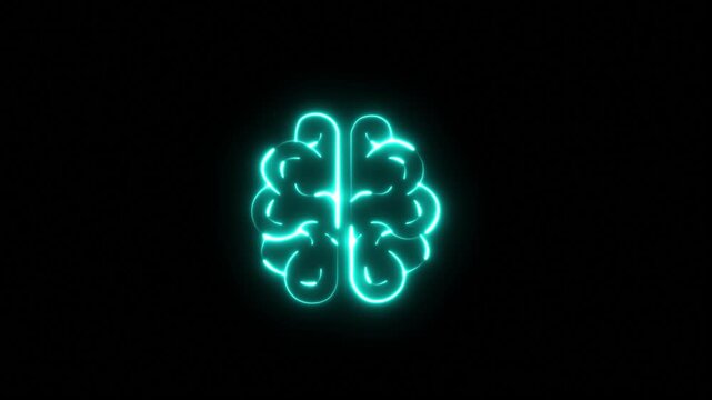 Glowing  brain intelligence. Neon Futuristic Digital Design Symbol of Intelligence modern, neon network neurons outline..