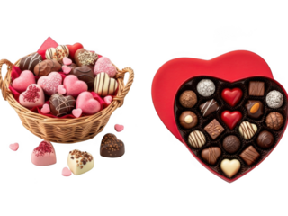 Valentine's day chocolate collection isolated on transparent background